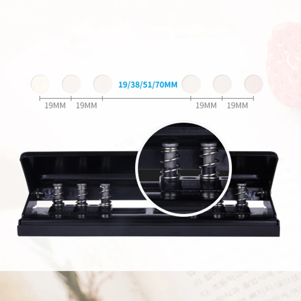 

6 Holes Metal Adjustable Craft DIY Tool Paper Cut Office Manual Diaries Hole Punch Piercing Stapler Loose-Leaf Round