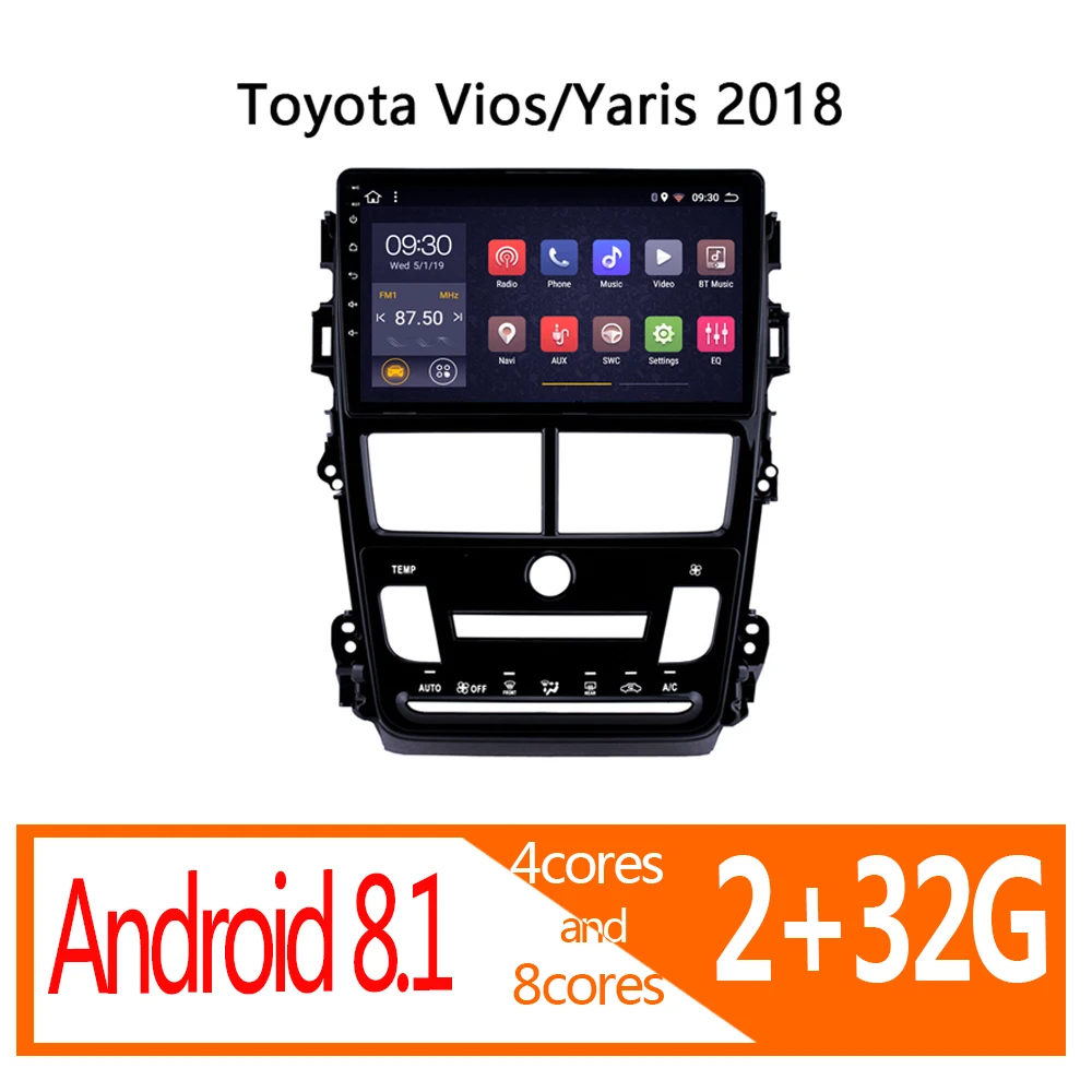 2G RAM 9 pulgadas автомобильное радио для Toyota Vios Yaris 2018 Android Авторадио coche аудио Авто