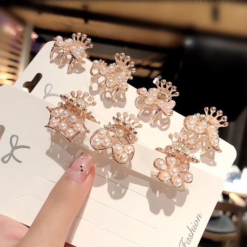 

Korean Exquisite Pearl Metal Hairpin Female Geometric Small Catch Ponytail Hair Accessory Women Hairclips Headwear Girl Fashion