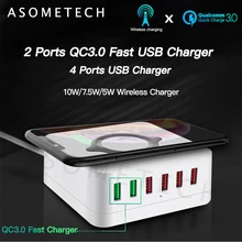 72W Multi USB Charger Hub Dual Quick Charge 3.0 Port With Qi Wireless Charger Fast Charging Station For iPhone 11 Samsung Xiaomi