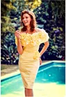 Элегантное желтое искусственное платье с цветами ручной работы до колена, для мамы, платье для жениха, искусственное платье