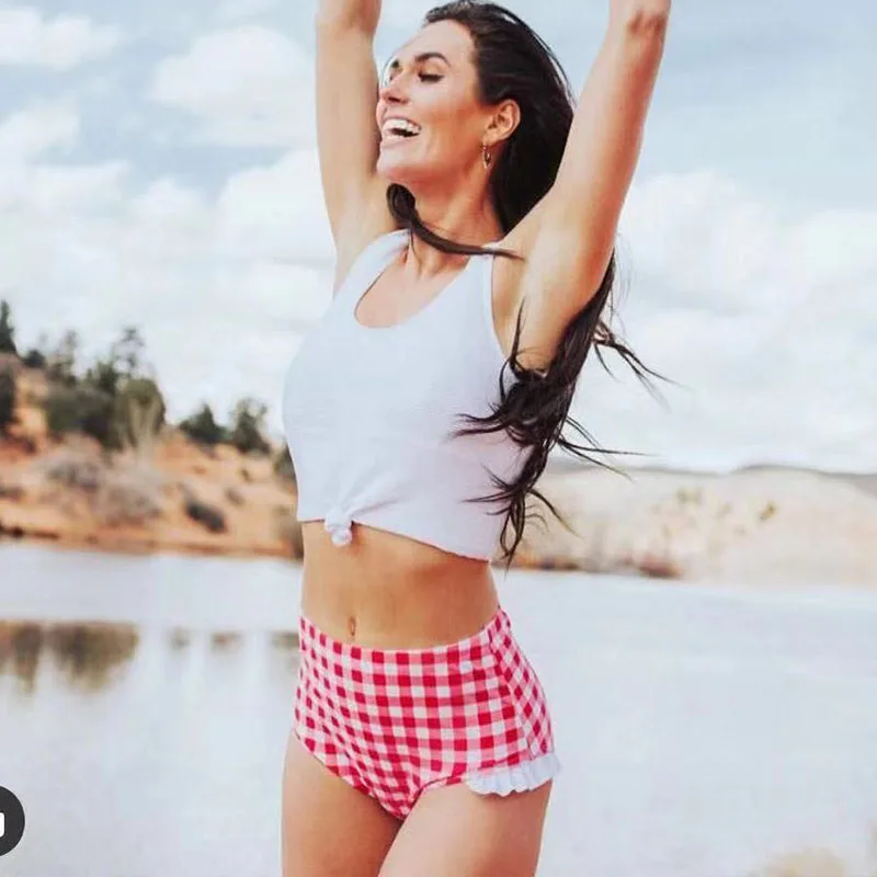 Сексуальный купальник с вырезами 2020 женский монокини клетчатые бикини