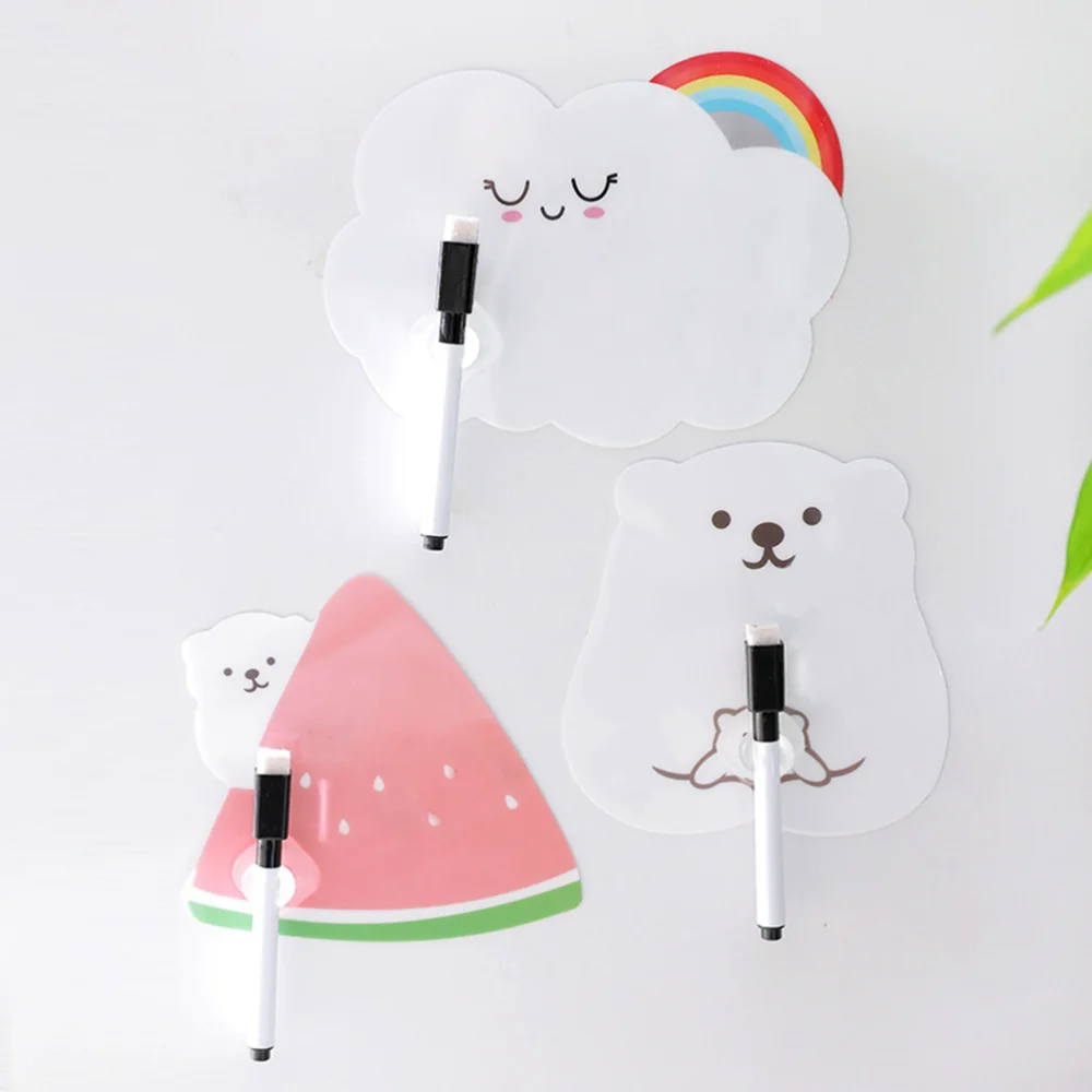 

6 Set Erasable Fridge Reminder with Pen Message Board Sticker Whiteboard Sheet (Watermelon, Cloud, Mother Bear Style)