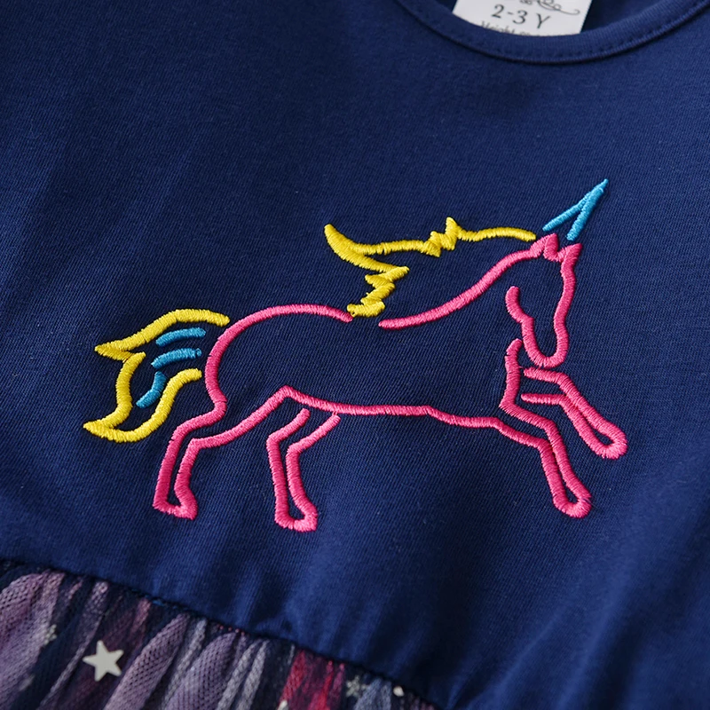 Платье с аппликацией единорога для девочек Осень-зима | Детская одежда и обувь