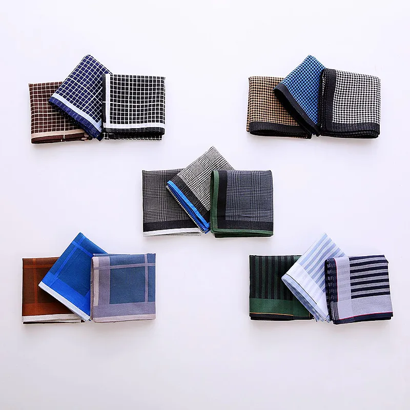 Fashion Men's Plaid Jacquard Dark Handkerchief Park Mountain Road Cycling Camping Wiping Sweat Cleaning Portable Pocket Towel 