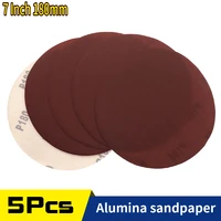 5pcs 7 inch 180mm sanding discs hook loop dry sandpaper 120180240320 grits for polishinggrinding abrasive tools