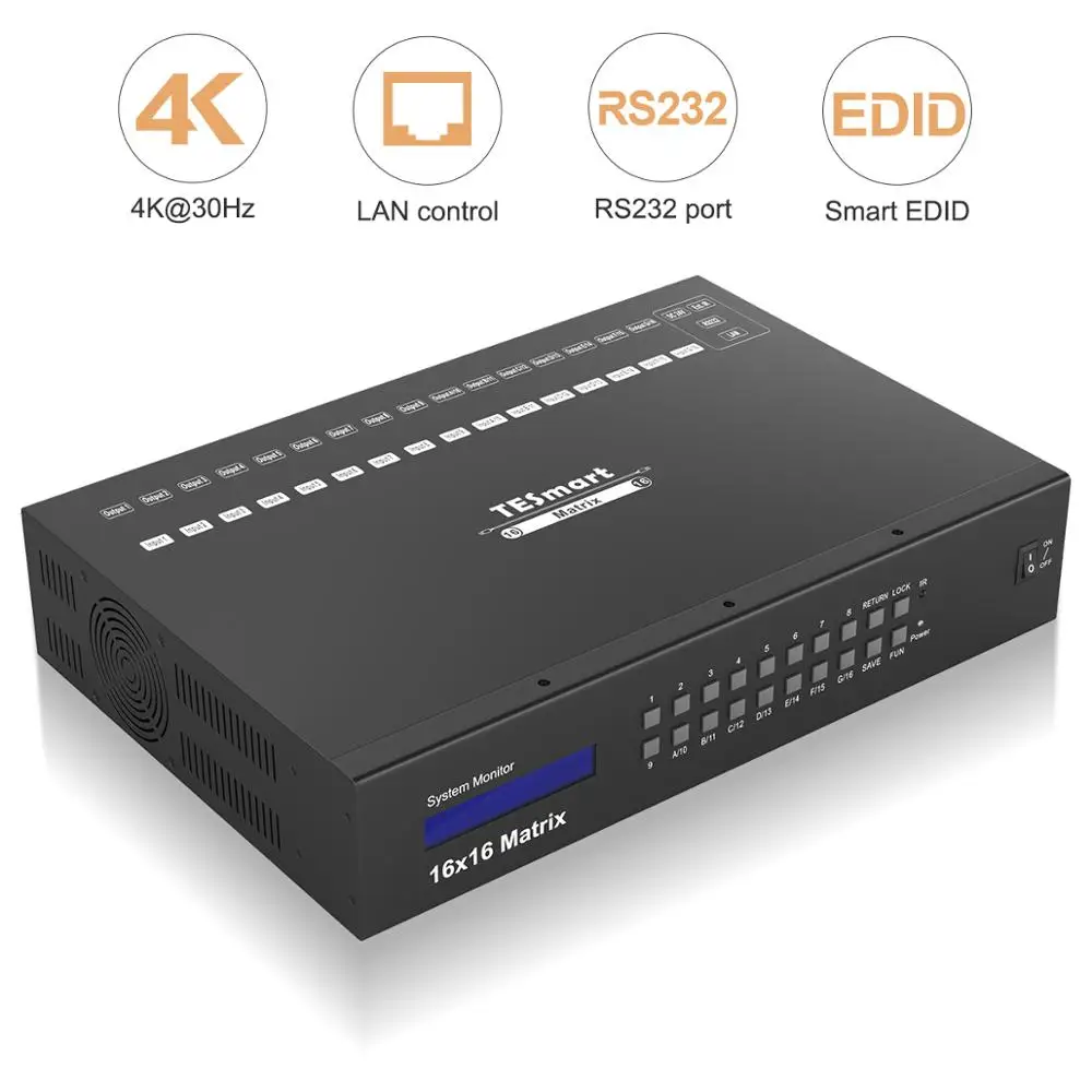 TESmart Ultra HD 16x16 HDMI матричный видеопереключатель 16 вход выход RS232 HDCP|tesla smart|teslatesla 8 |