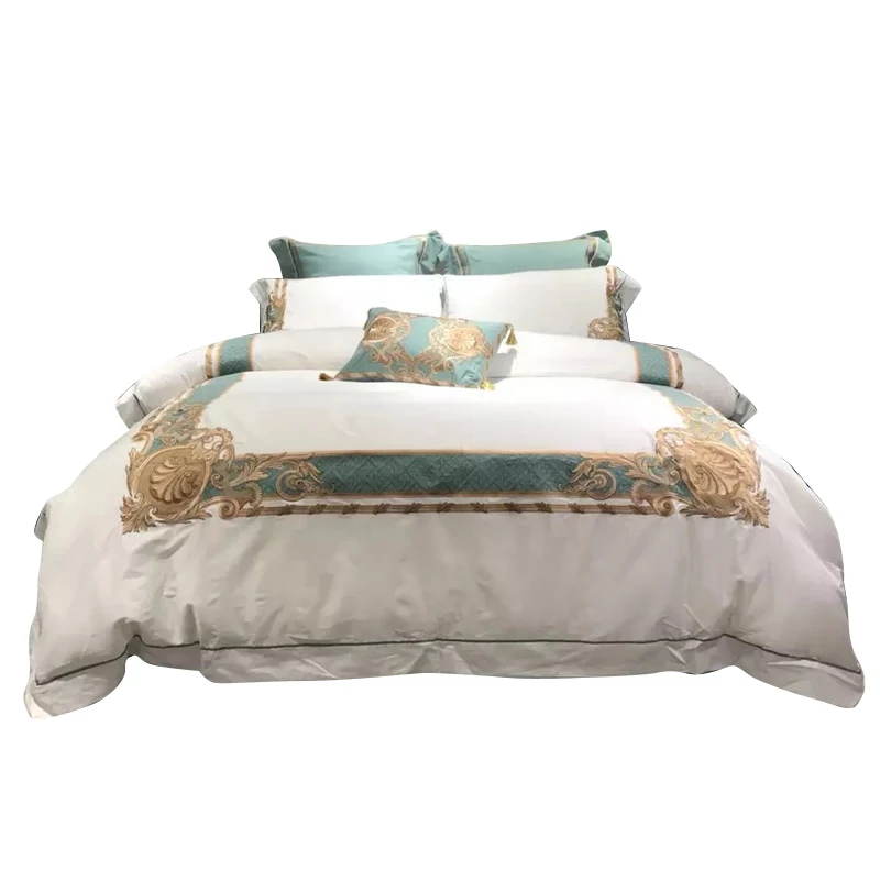 Высокое качество 2019 новый дизайн 100% хлопок вышивка белый цвет 4 шт 6 постельных