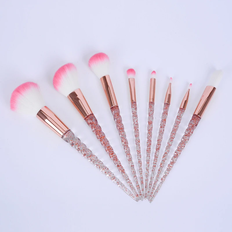 1 Набор Розовое золото + прозрачный Единорог портативный набор кистей для макияжа