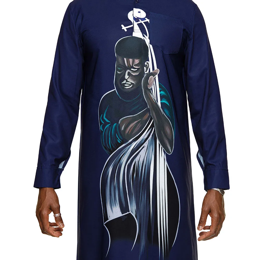 

Islam Abaya Men's Clothing Muslim Dresses Long 2021 O-Neck Color Blue Straight Patchwork Fashion Slim Male Dress 2021 Summer