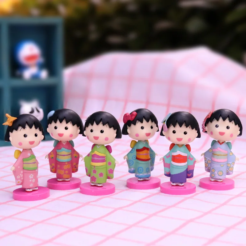 Кимоно с ручной росписью Chibi Маруко-тян экшн-фигурка из ПВХ аниме брелок подвеска