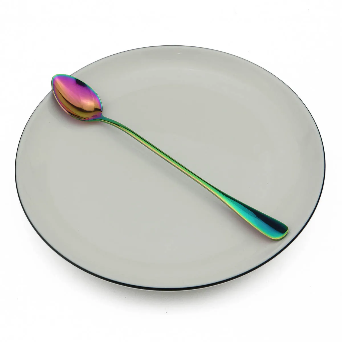 

Scoop Steel Ice Rainbow|Gold|Black|Silver|Rose Scoop Shiny Stainless Drink Cream Coffee 1Pc Oval Teaspoon Scoop Juice