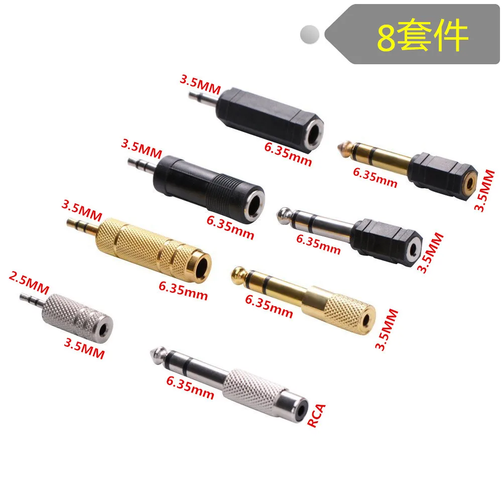8 шт. адаптер инструмента для наушников Золотой стерео 6 35 мм до 3 5 2 Аудио Микрофон