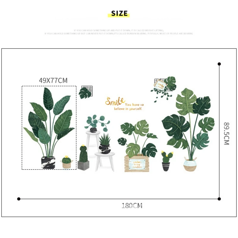

Green Plant Wall Decoration Stickers PVC Wall Stickers Self-Adhesive Paper Background Wall