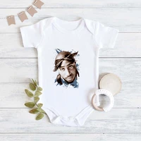 american tupac 2pac hip hop baby bodysuits summer casual 2022 clothes for newborn fashion rock infant toddler rompers dropship
