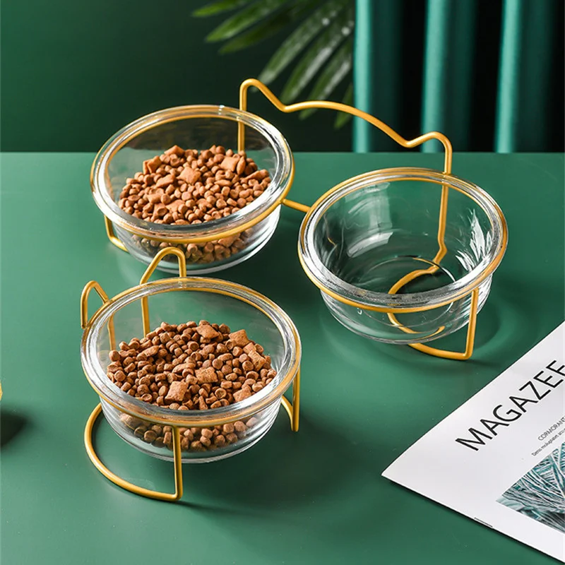 

Милая стеклянная миска для щенков с железной рамой, миска для кормления, миска для еды, товары для домашних животных, Прямая поставка