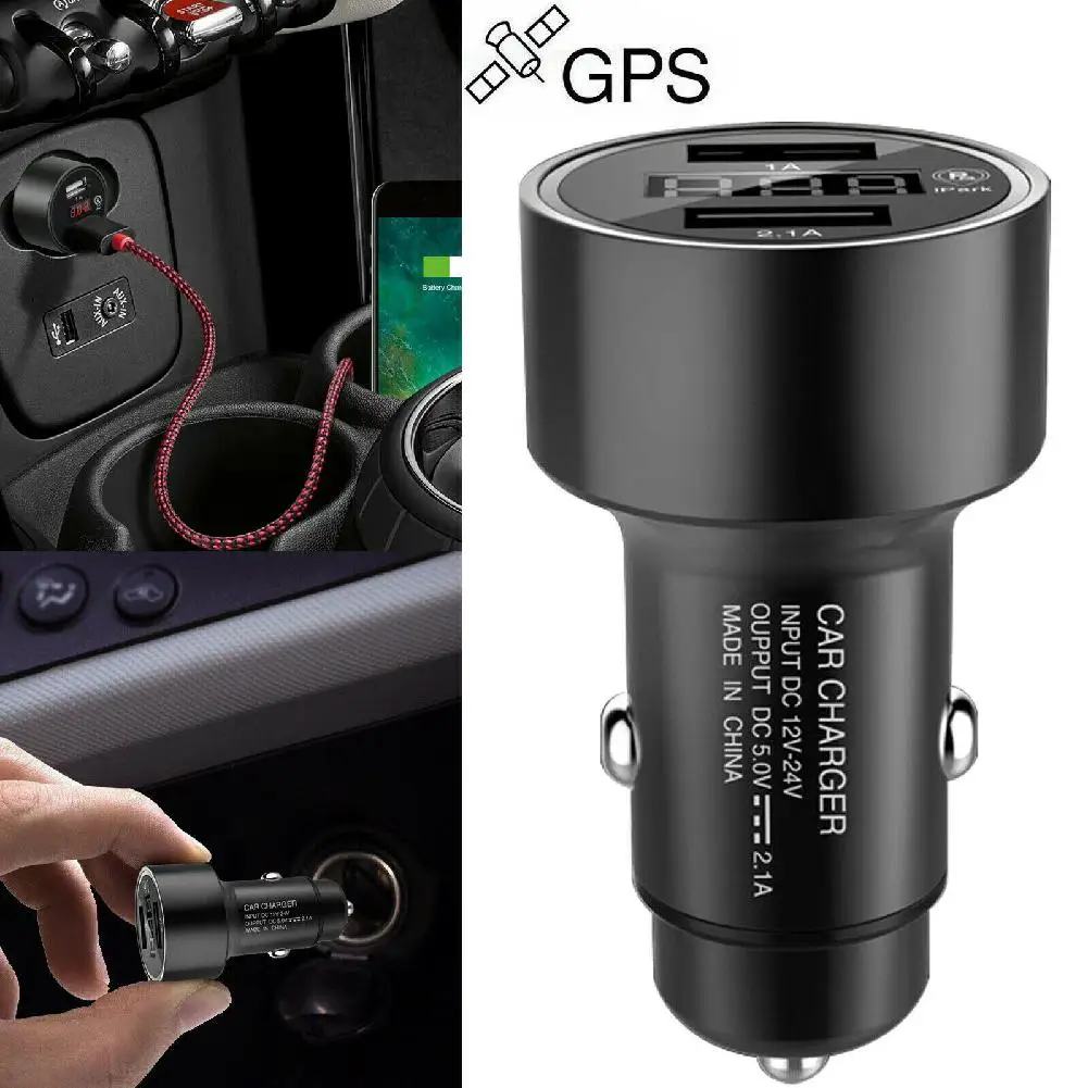 Двойной Переходник USB для зарядки в машине GPS трекер локатор 2.1A цифровой