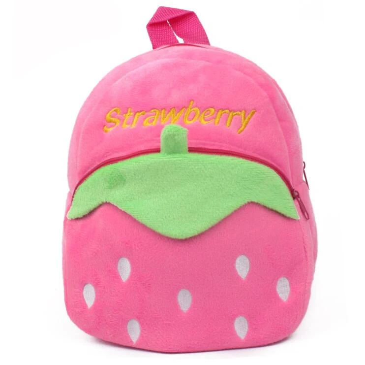Strawberry Забавный Веселый милый мультяшный Детский плюшевый рюкзак, игрушка, мини школьная сумка, детские подарки для мальчиков и девочек, детские Студенческие Сумки, милый кошелек - Цвет: Strawberry