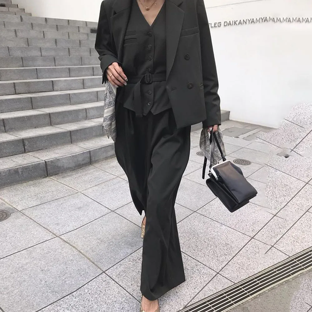 Женский офисный комплект из трех предметов элегантный повседневный пиджак и