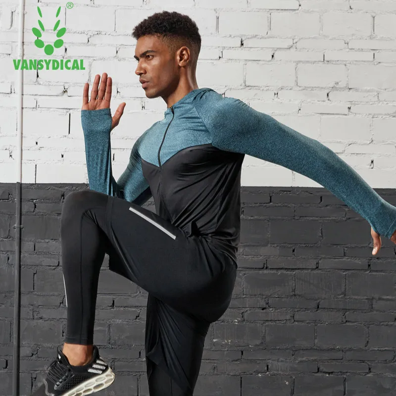 Vansydical Новая мужская спортивная одежда спортивные куртки с капюшоном куртка для