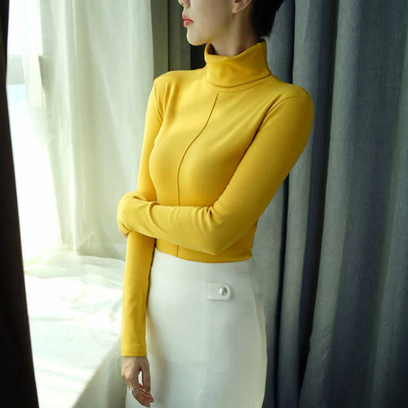 Женский свитер мягкий корейский стиль обтягивающий зимний водолазка женский