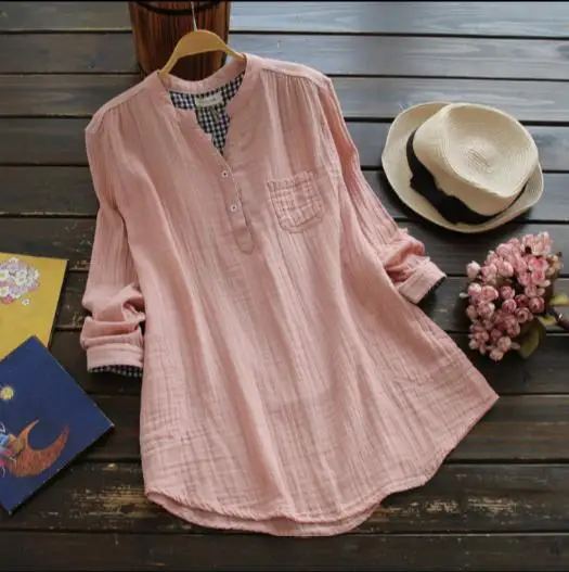 2020 весна новые женские белые винтажные блузки с длинным рукавом и стоячим