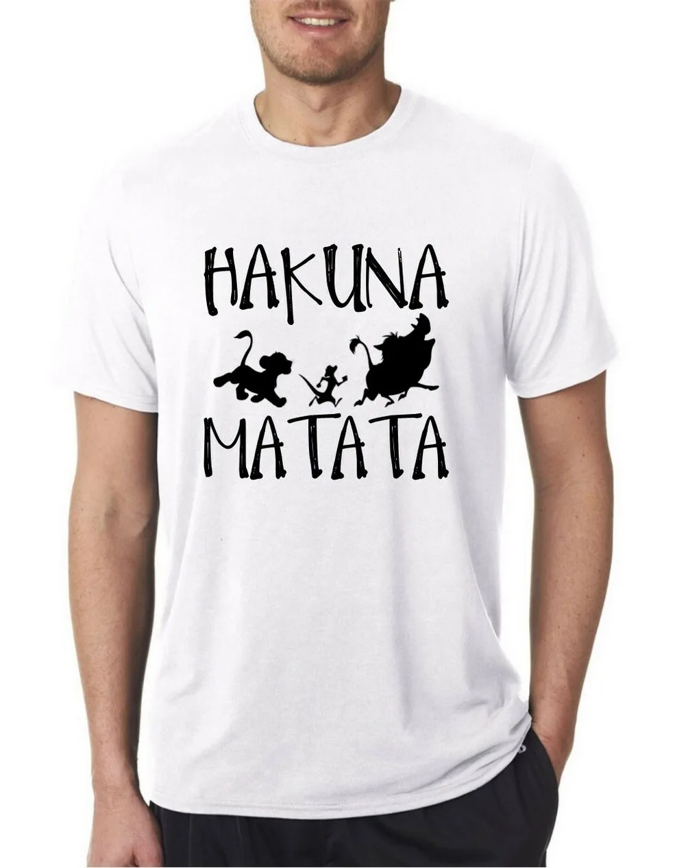 Футболка унисекс футболка Hakuna Matata Король Лев Simba силуэт летние топы с круглым