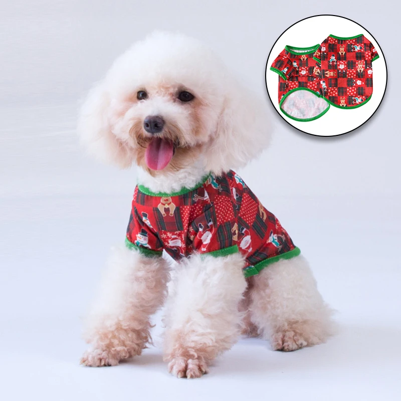 

1PCS Christmas Series New Dog Clothes Polyester Printing Teddy Bichon Hiromi Cat Pet Clothes S27