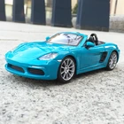 Bburago 1:24 Porsche 718 Boxster синий родстер Кабриолет модель автомобиля из сплава собирать подарки игрушка