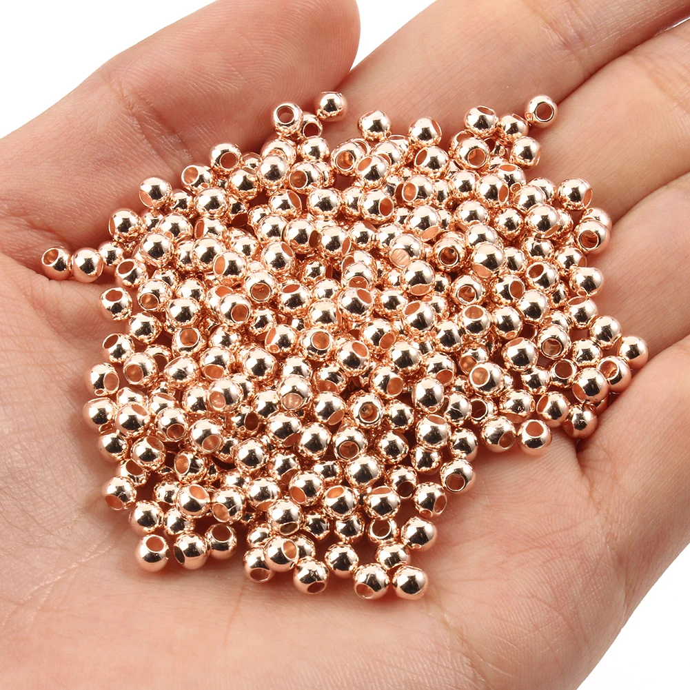 

3 4 6 8 10 mm 50-500PCS Rose Gold Plated CCB Round Seed CCB Plastic Round Seed Spacer Beads Loose Beads Jewelry making DIY