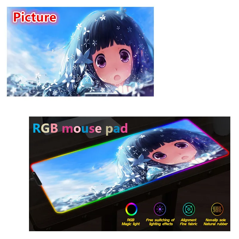 Большой коврик для мыши FFFAS с RGB светодиодный пользовательский принт подкладка