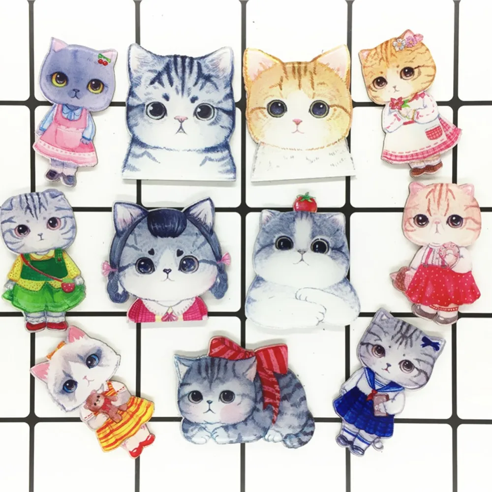 1 шт. Броши Мультяшные кошки Собака Панда значки для рюкзака акриловые Значки