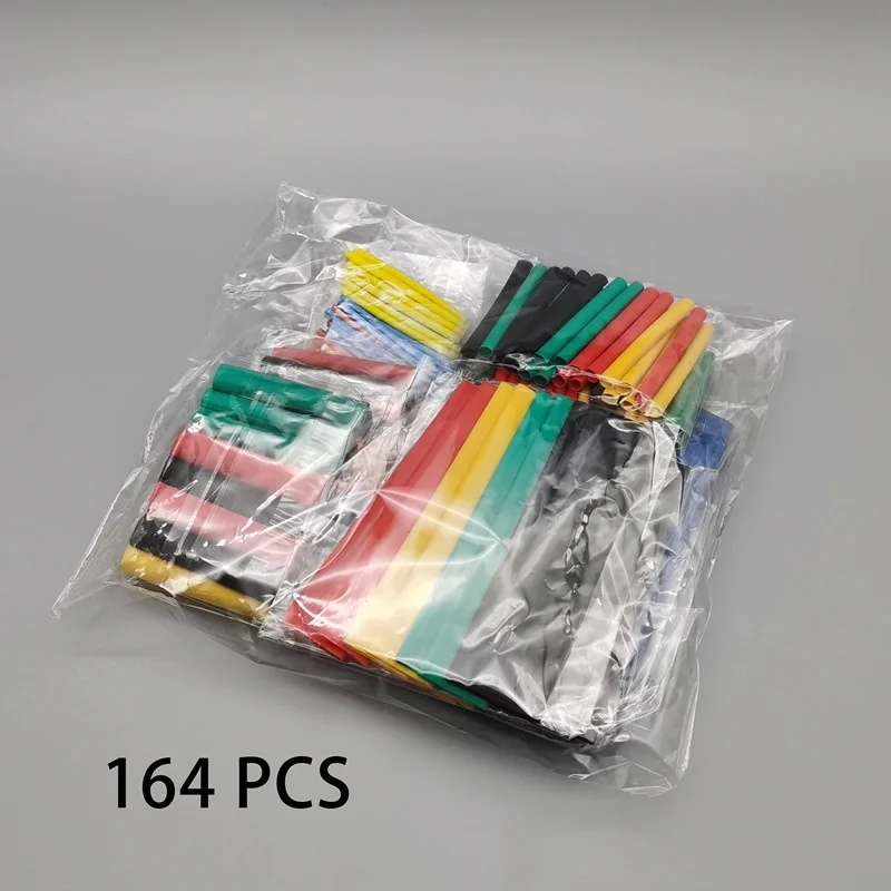 164pcs 2:1 Heat Shrink Tube Kit Shrinking Assorted Polyolefin Insulation Sleeving Wire Cable 8 Sizes |