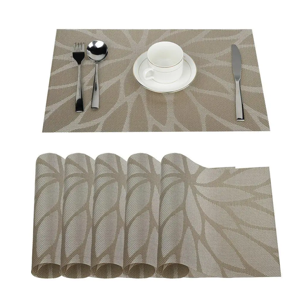 

6Pcs/Set PVC Placemat for Table Mat Pad Drink Wine Coasters Bamboo Placemats Dining Table Place Mat Kitchen & Table Linens