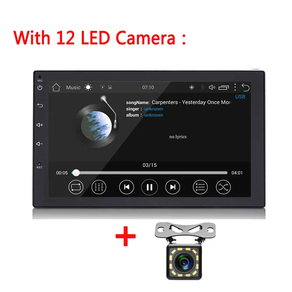 with 12led cam 2Din " четырехъядерный Android 8,1 gps Navi Wifi DVR автомобильный стерео MP5 плеер FM Радио авторадио - Цвет: with 12led cam