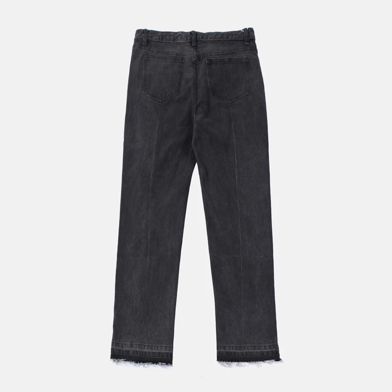Dark Icon Middle Split High Street Jeans Men Washing Grey Straight Hip Hop Jeans Men's Denim Pants