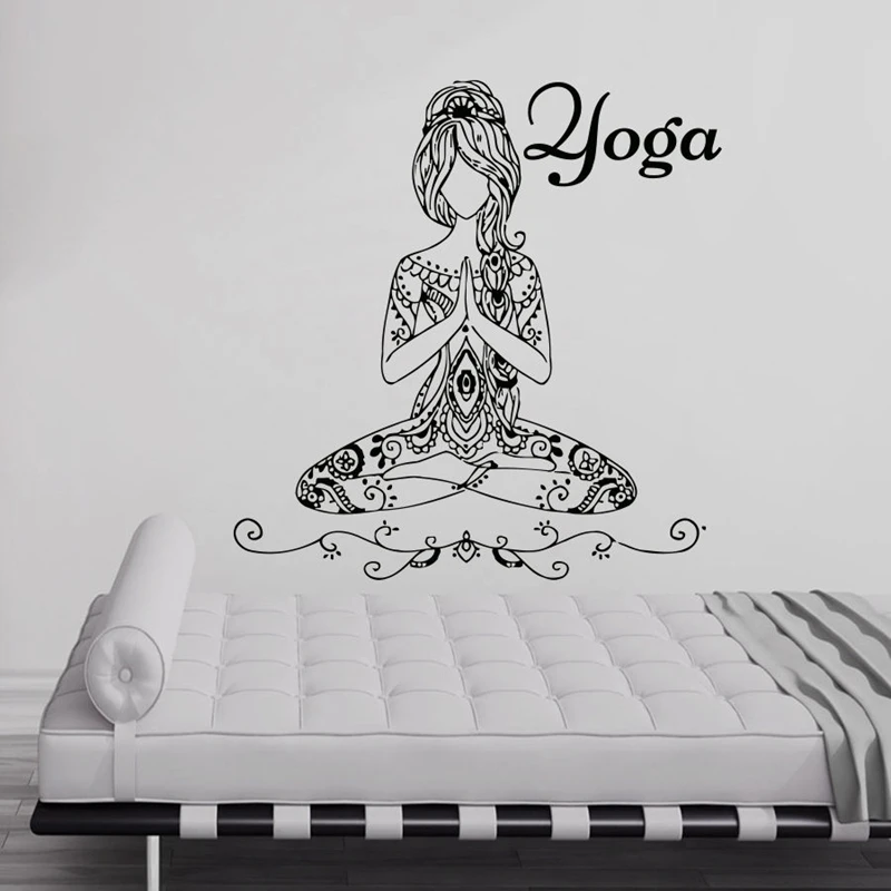 

Yoga Girl Quotes Namaste Wall Decal Hinduism Wall Sticker Living Rooms DIY Home Decor Yoga Lotus Decoration