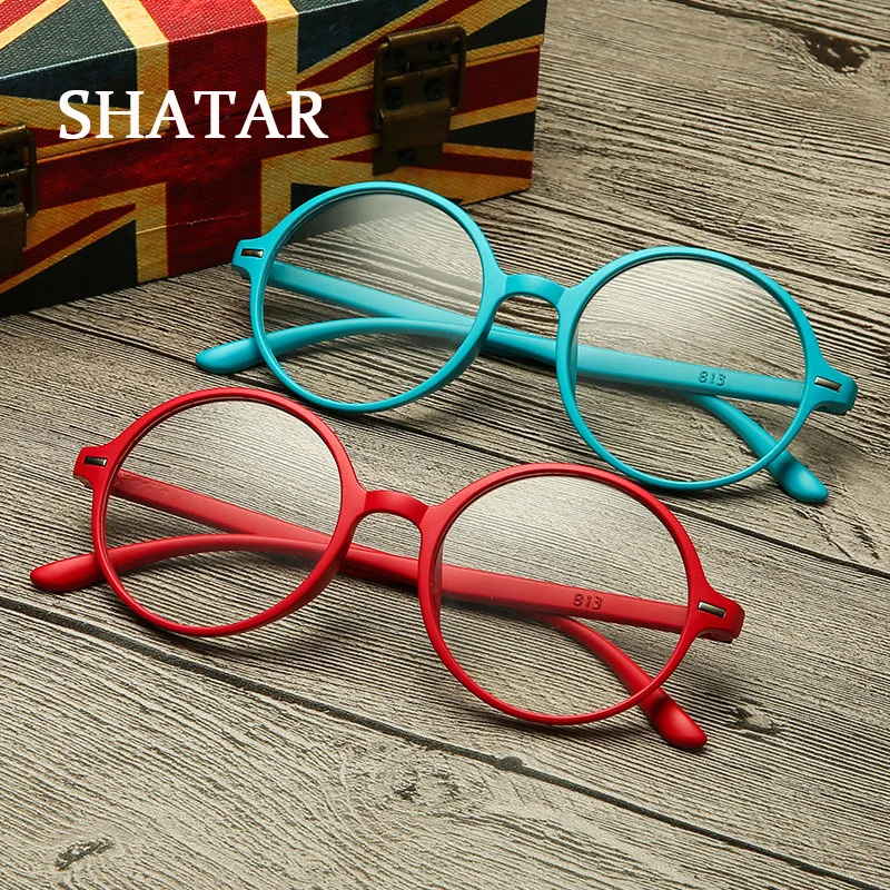 

Shatar New Round Frame Reading Glasses Men Women TR90 Fashion High Definition Prescription Glasses Comfortable Light Fashion