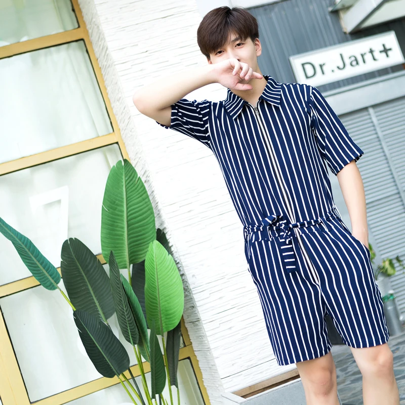 Комбинезон мужской летний на молнии с короткими рукавами и шортами | Мужская