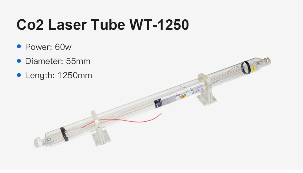 WaveTopSign Co2 лазерная трубка WT1250 60 Вт лазерная стеклянная трубка длиной 1250 мм диаметр 55 мм используется для Co2 лазерной резки