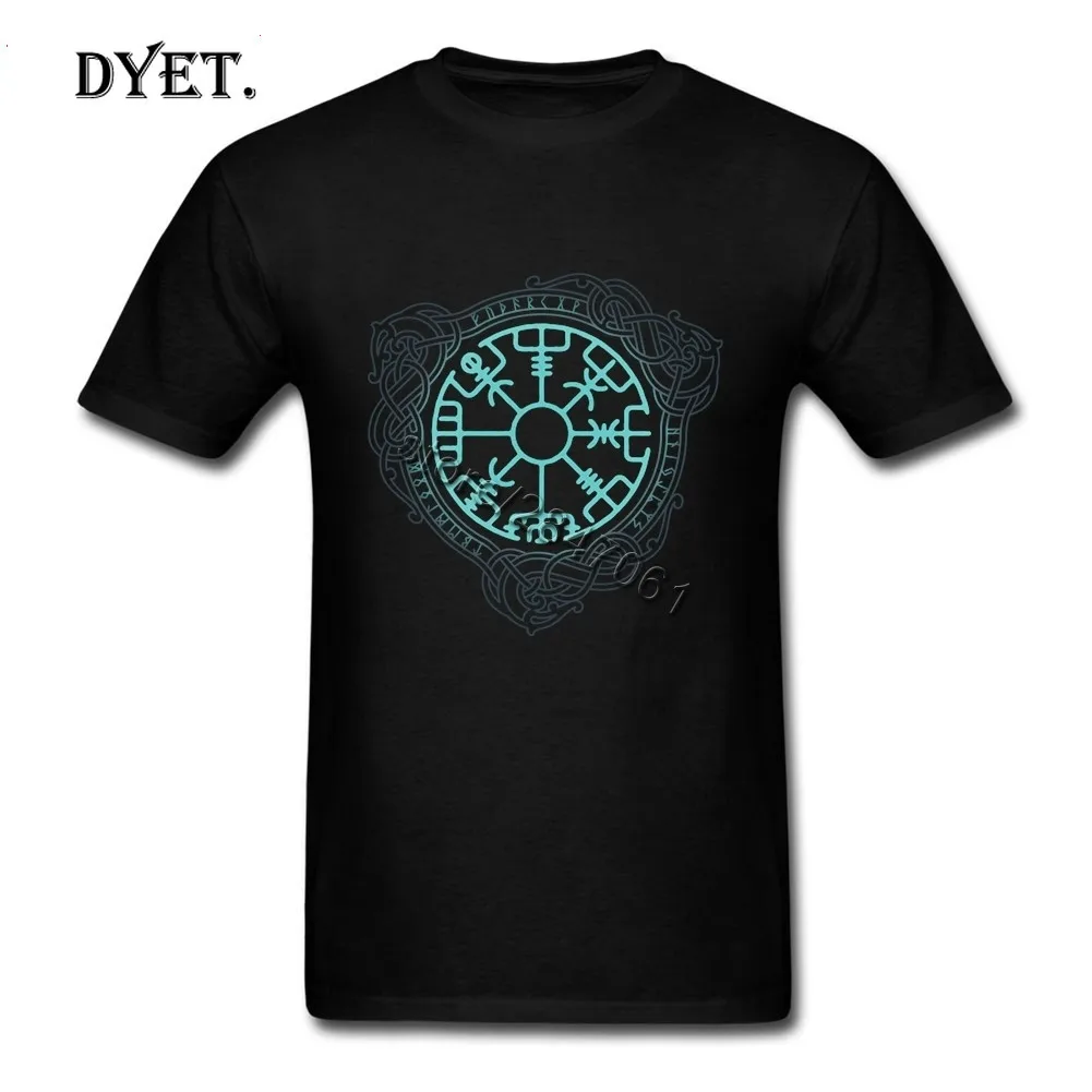 Мужская футболка с круглым вырезом VEGVISIR Old Norse Runes короткая и принтом Руна