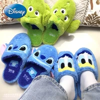 disney stitch autumn and winter cartoon couple home furnishing indoor plush warm silent cotton slippers