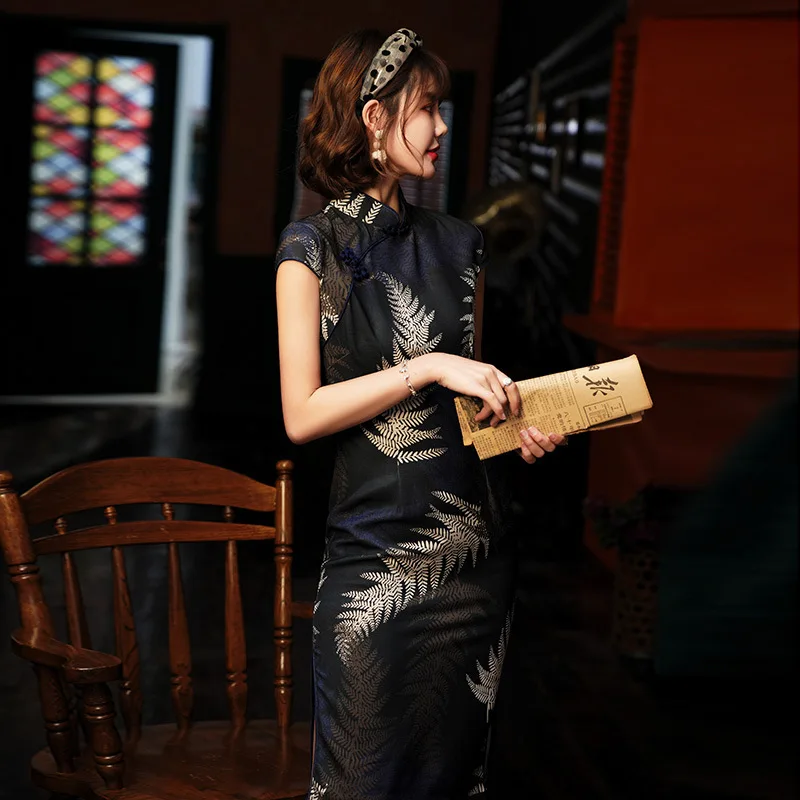 

Dresses Printing Elastic Qipao New Short Cheongsam Restore Ancient Traditional Chinese Cheongsam Oriental Bride Wedding Dresses