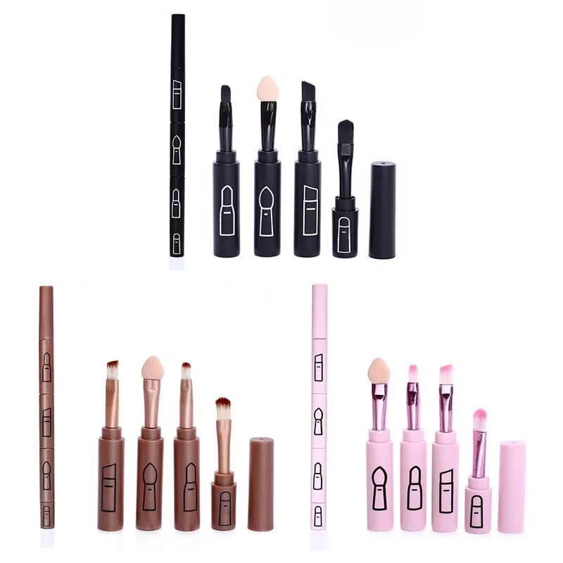 4 в 1 портативная Выдвижная Кисть для макияжа губная кисть подводка ресниц тени