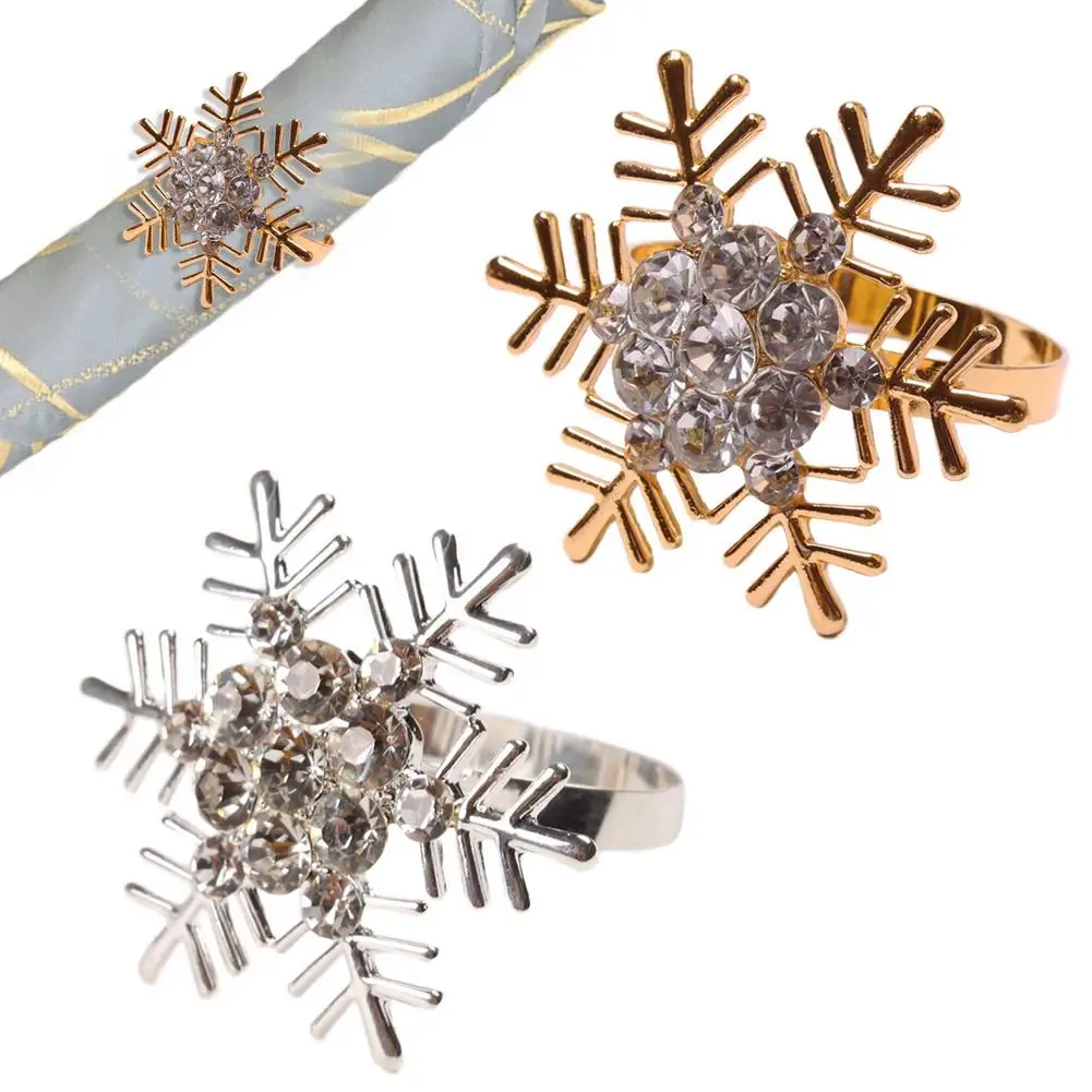 1/5 шт. Рождественская Снежинка кольца для салфеток сверкающими серебристыми