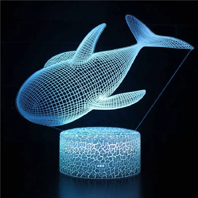 3d лампа в виде дельфина с трещин основанием светодиодный USB креативный 3D светильник изменение 7 цветов