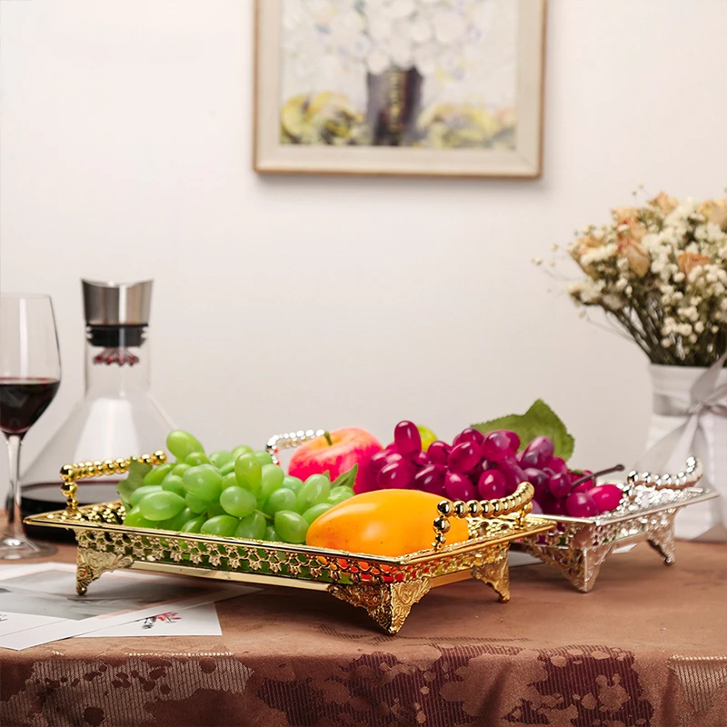 

Storage Tray Fruit Plate Jewelry Display Metal Cake Stand Supplies Wedding Plates Party Tableware Home Table Decor