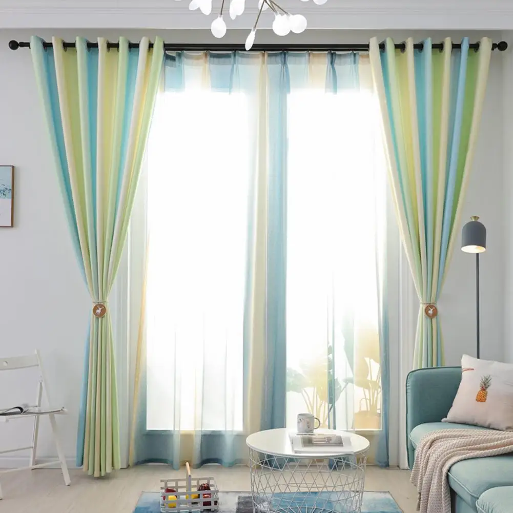 Multipurpose Helpful Semi Shading Gradient Curtain Polyester Window Drapes Washable for Dinning Room | Дом и сад