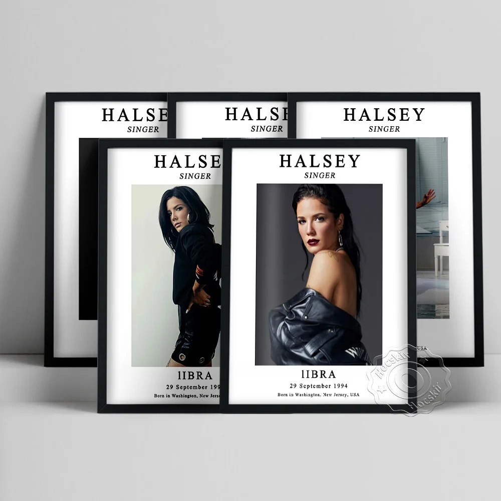 

Halsey Poster, Blcak White American Singer Halsey Wall Picture, Minimalism Decor, Cool Girl Portrait Prints, Music Star Wall Art
