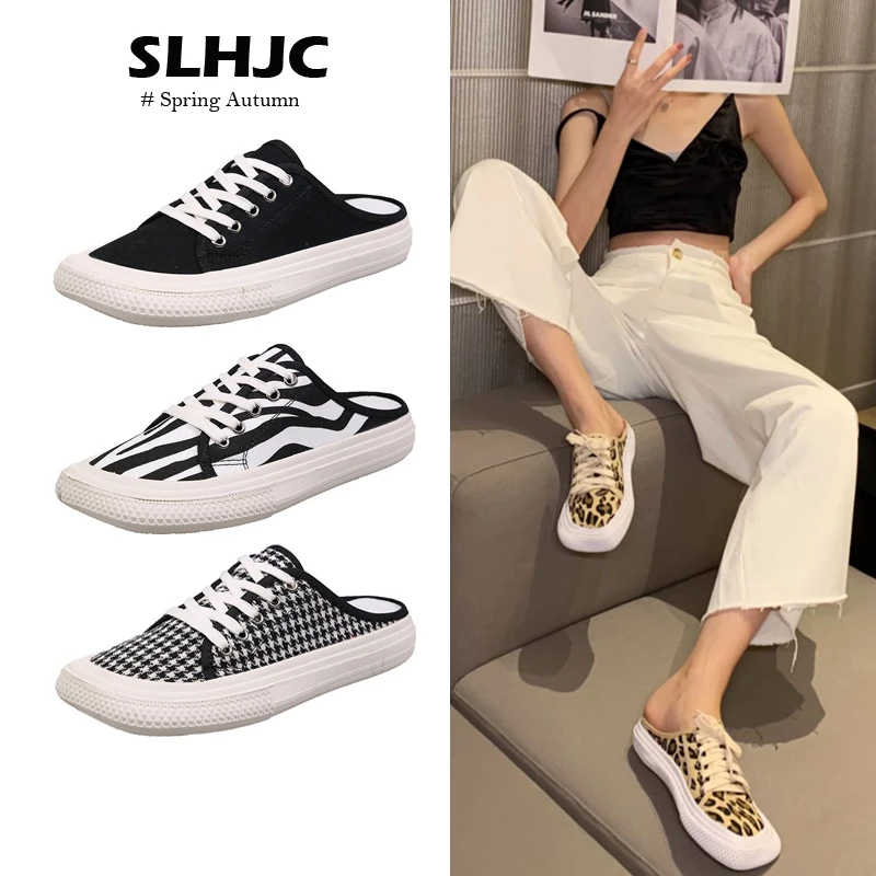 

Женские босоножки на плоской подошве SLHJC, удобные летние шлепанцы с квадратным носком и кружевом, слипоны, обувь на плоской подошве, весна 2021